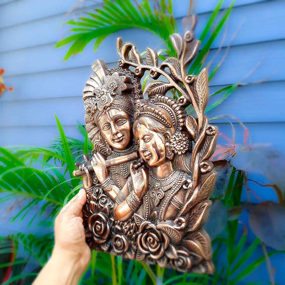 Radha Krishna Wall Hanging - For Home, Wall Decor & Wedding Gift - 14 inch - Apkamart