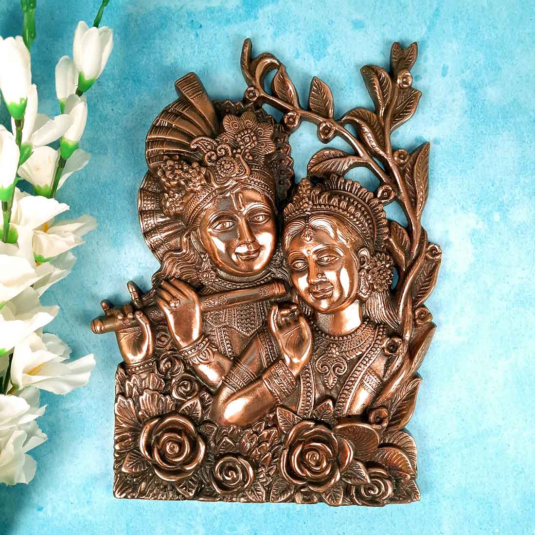 Radha Krishna Wall Hanging - For Home, Wall Decor & Wedding Gift - 14 inch - Apkamart