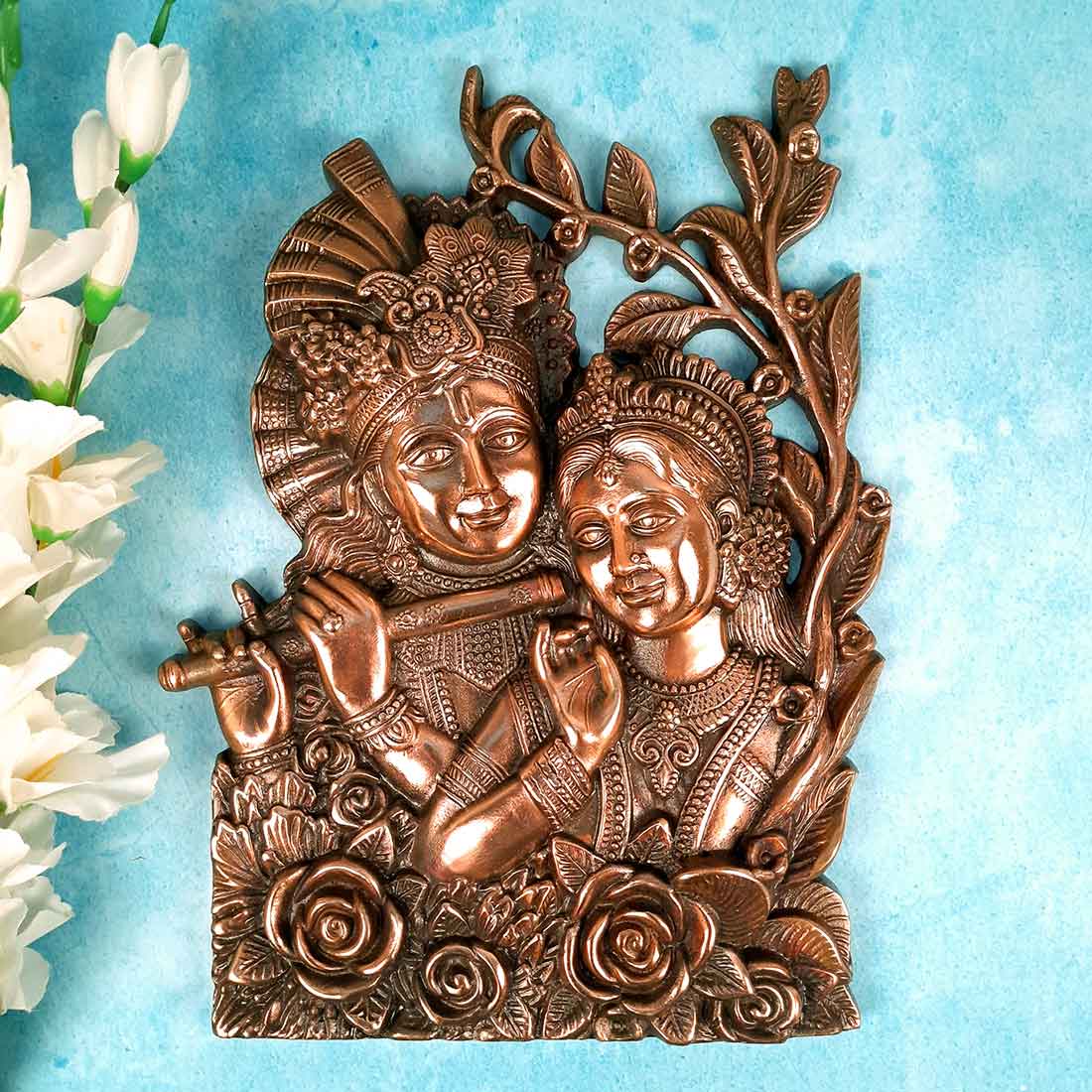 Radha Krishna Wall Hanging - For Home, Wall Decor & Wedding Gift - 14 inch - Apkamart