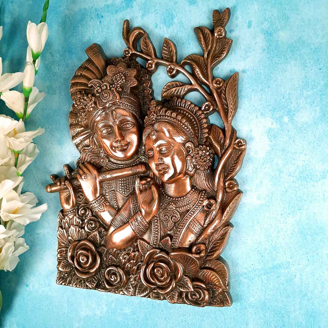 Radha Krishna Wall Hanging - For Home, Wall Decor & Wedding Gift - 14 inch - Apkamart
