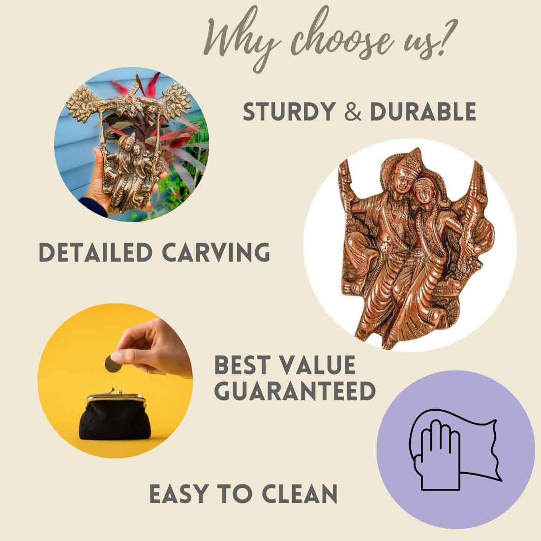 Radha Krishna on Swing Wall Hanging - For Home Decor & Gifts -12 Inch - ApkaMart