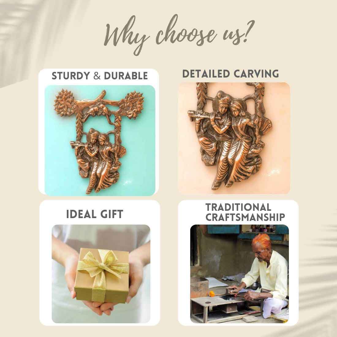 Radha Krishna Wall Hanging - Sitting on Jhula - For Wall Decor & Gifts - ApkaMart