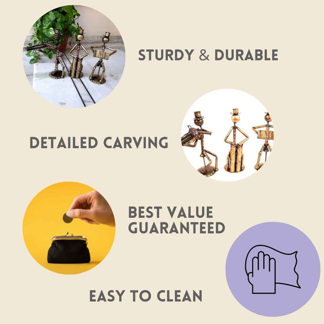 Musician Showpiece - For Home Decor Item | For Living Room Interior Decoration Musician Figurine -12 Inch -Set of 3 - ApkaMart