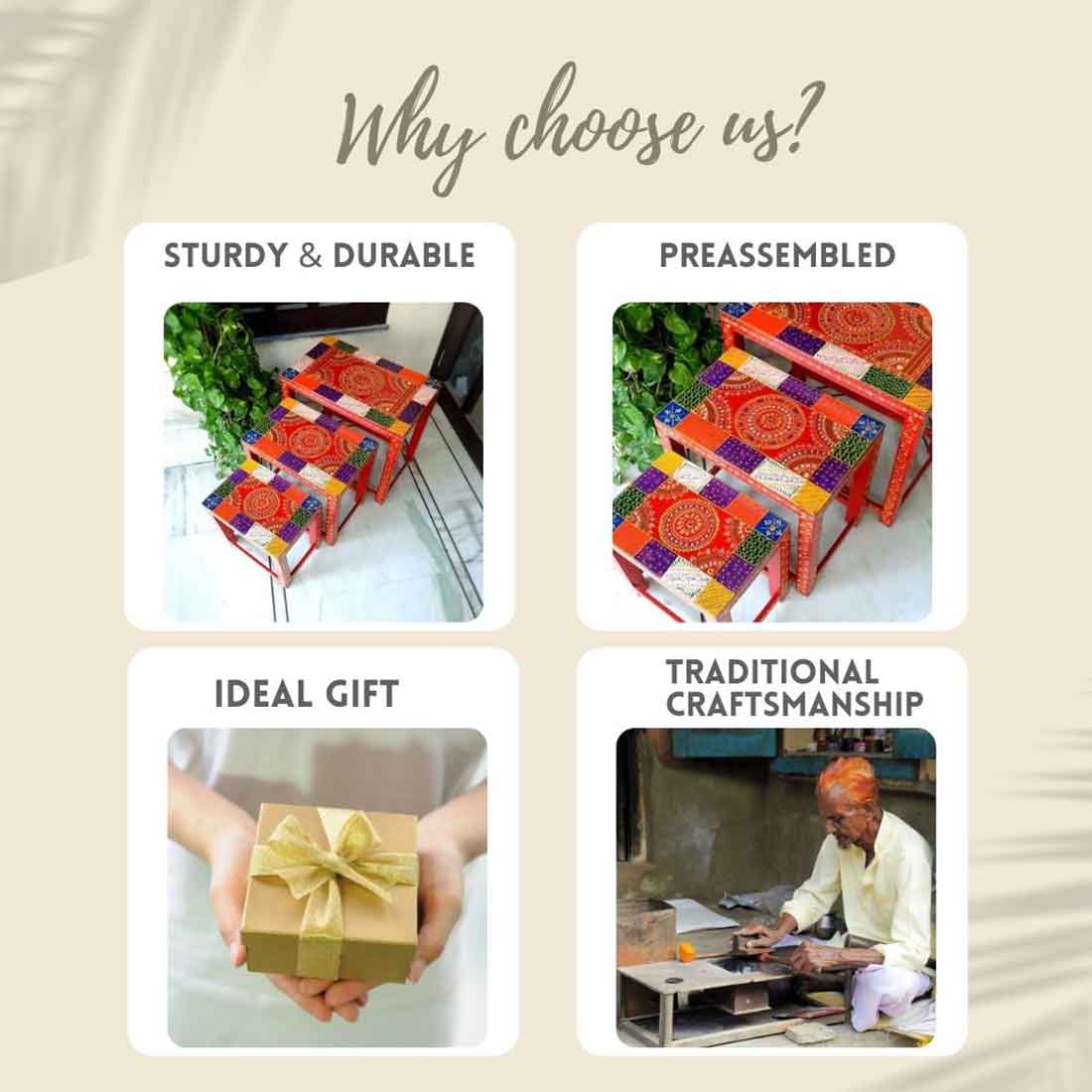 Corner Table | End Tables for Living Room - for  Interiors Decor - Set of 3 - ApkaMart