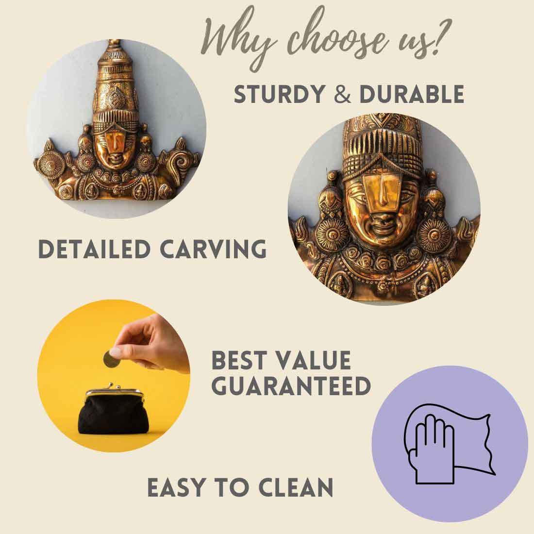 Tirupati Balaji Wall Hanging - For Pooja, Temple & Home Decor - 24 inch - ApkaMart