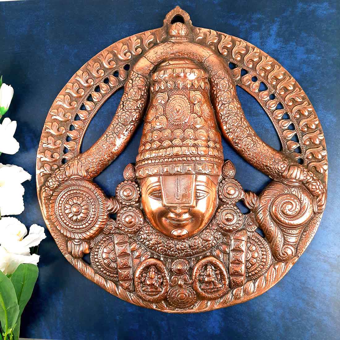 Tirupati Balaji Wall Hanging Idol | Swami Venkateswara Wall Statue | Balaji Face Wall Hanging Murti - for Home, Living Room, Office, Puja & Gift - 18 Inch