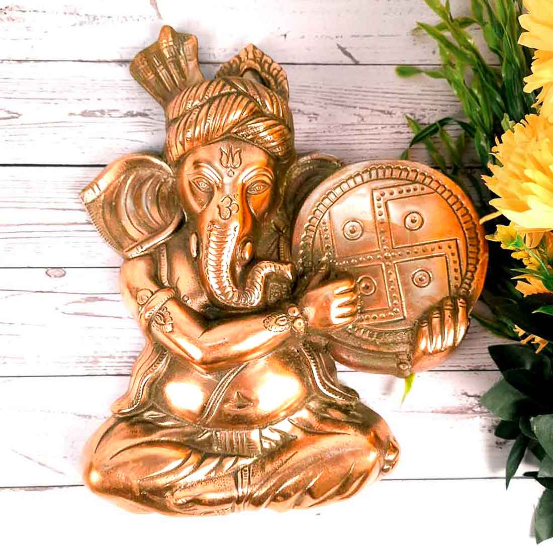 Ganesh ji Wall Hanging - Lord Ganesha Playing Dhapli Showpiece -14 Inch - ApkaMart