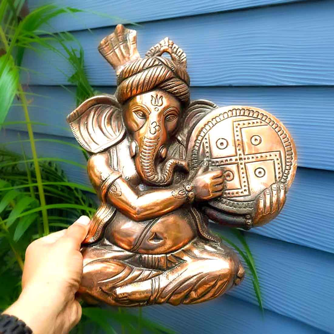 Ganesh ji Wall Hanging - Lord Ganesha Playing Dhapli Showpiece -14 Inch - ApkaMart