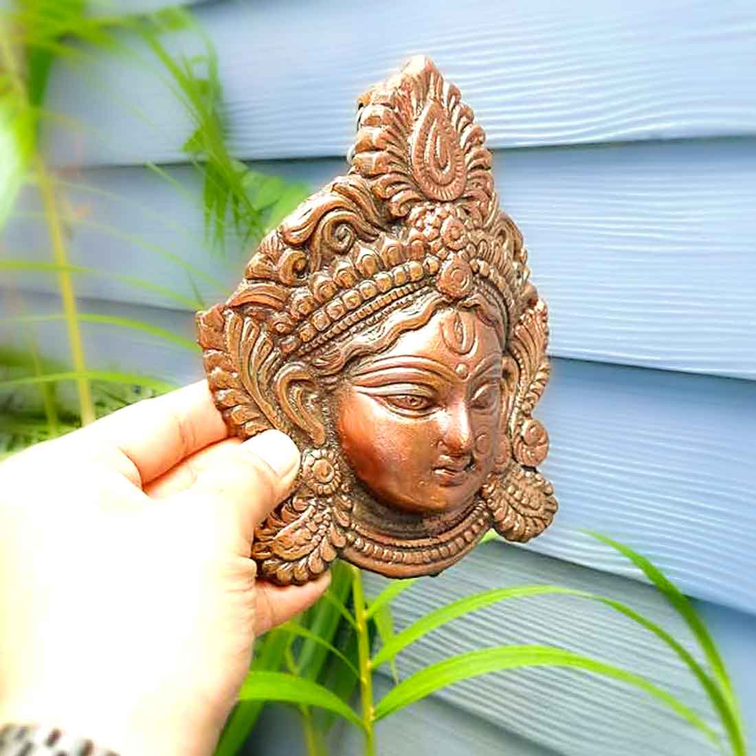 Durga Face Wall Art For Pooja, Temple & Office Decor - 6 Inch - ApkaMart