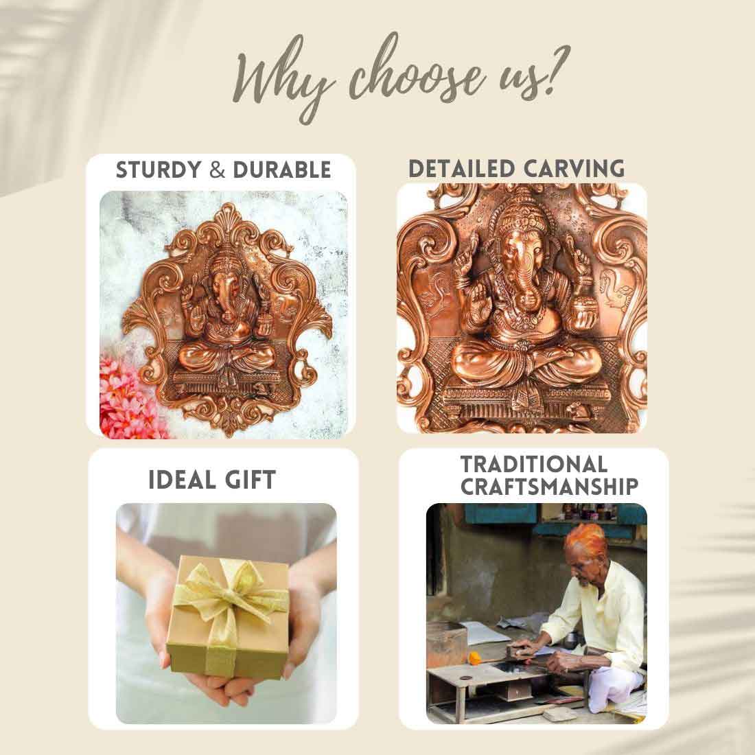 Ganesh Idol for Gift | Metal Wall Decor - 18 Inch - ApkaMart