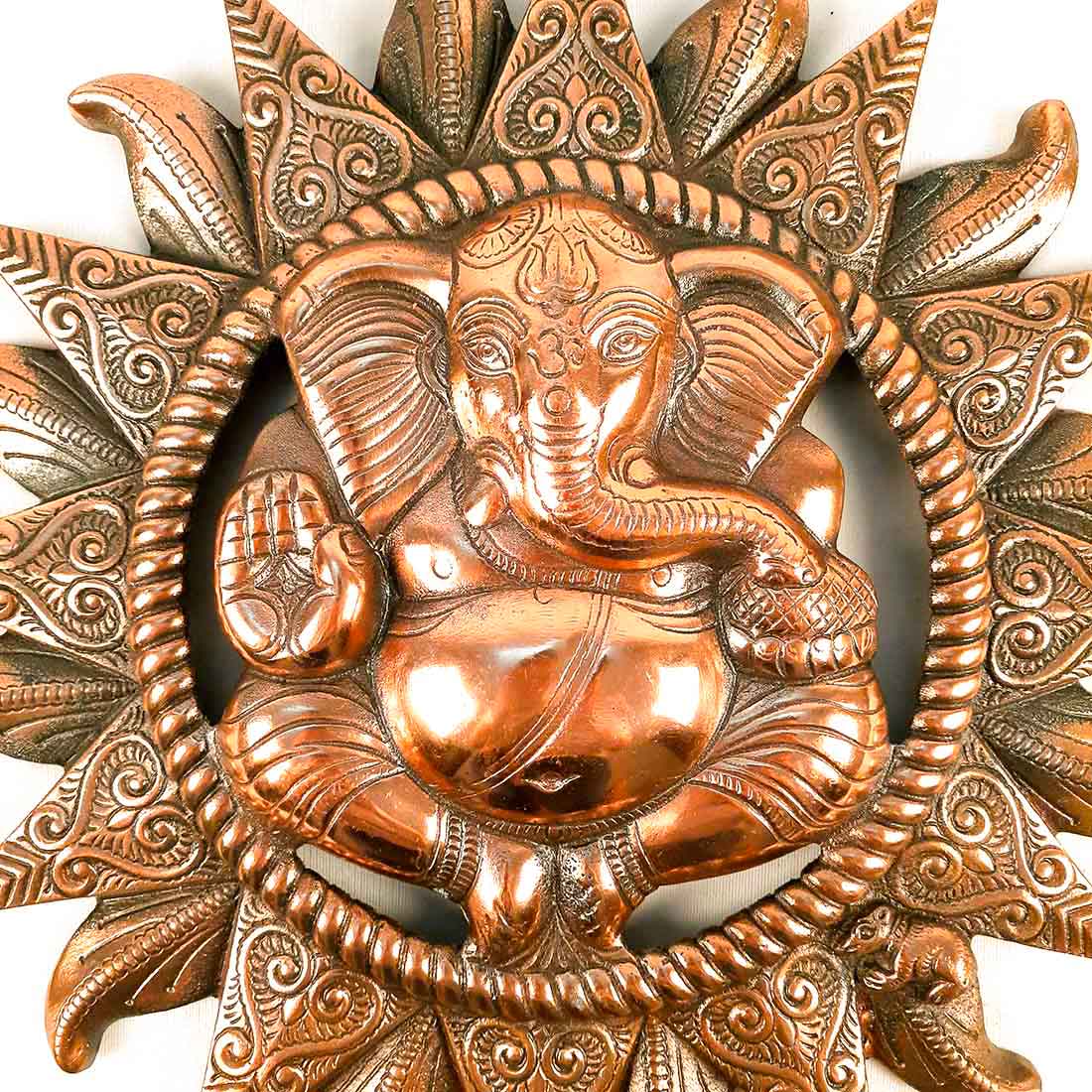 Ganesh Wall Hanging Murti | Ganesha Wall Statue With Sun - for Home Entrance & Main Door |Religoius & Spiritual Wall Art - For Puja, Living Room Decor & Gift - 17 Inch
