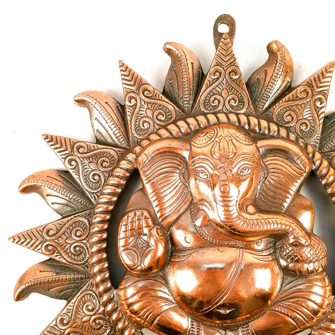 Ganesh Wall Hanging Murti | Ganesha Wall Statue With Sun - for Home Entrance & Main Door |Religoius & Spiritual Wall Art - For Puja, Living Room Decor & Gift - 17 Inch