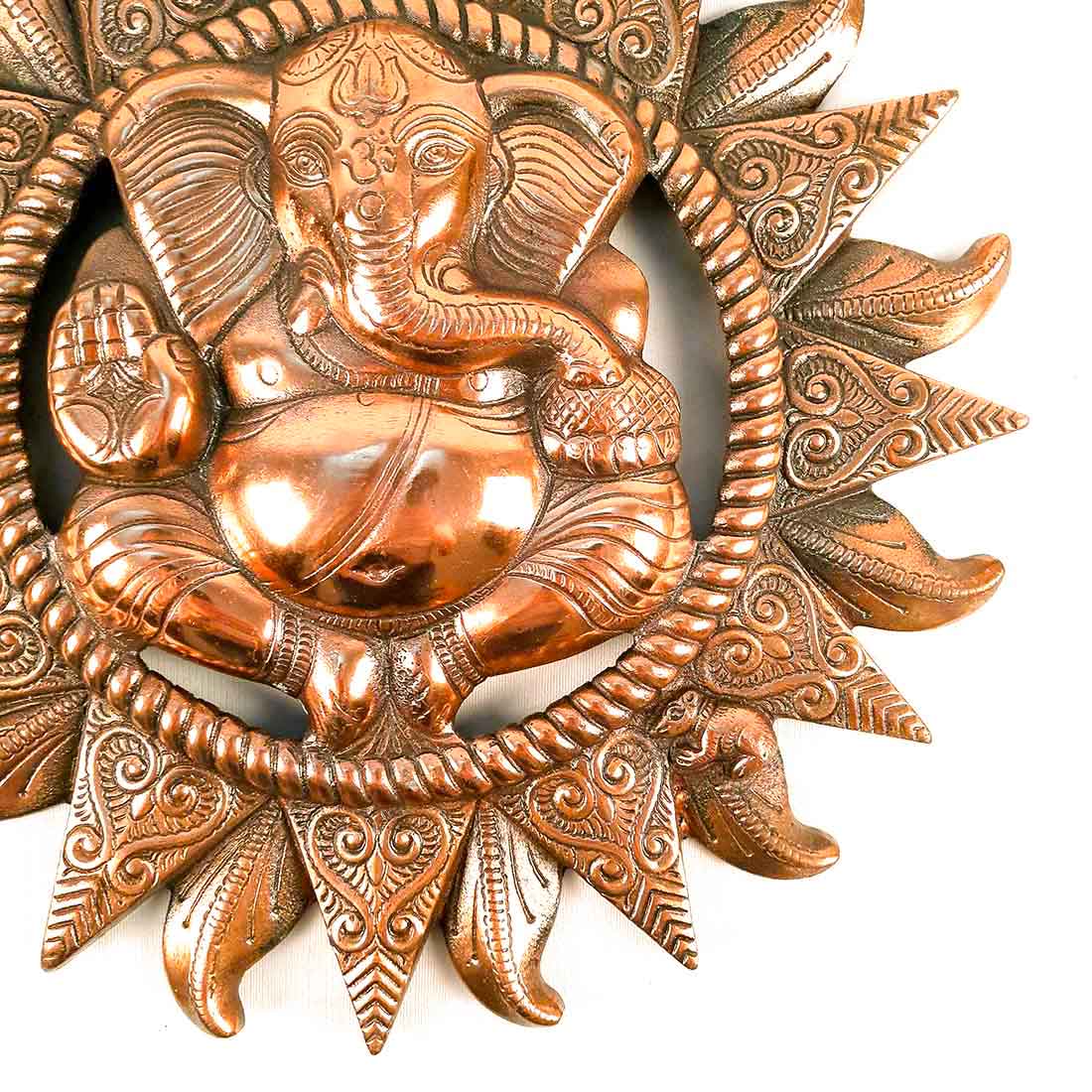 Ganesh Wall Hanging Murti | Ganesha Wall Statue With Sun - for Home Entrance & Main Door |Religoius & Spiritual Wall Art - For Puja, Living Room Decor & Gift - 17 Inch