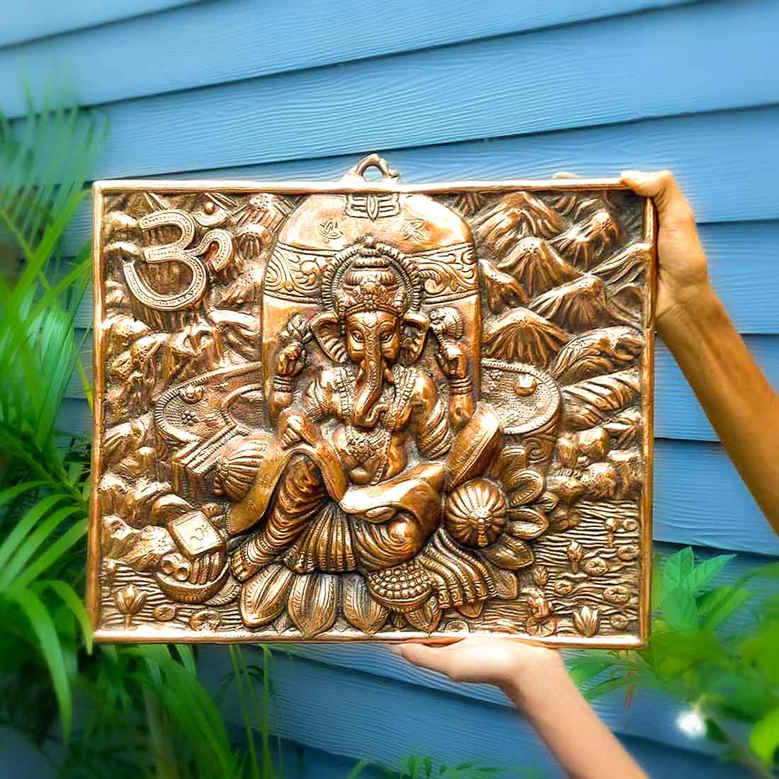 Ganesh Wall Hanging Statue | Ganesha Writing Book Wall Idol for Puja, Home, Living Room Decor | Diwali & Housewarming Gift - 16 Inch - Apkamart #Style_Design 2