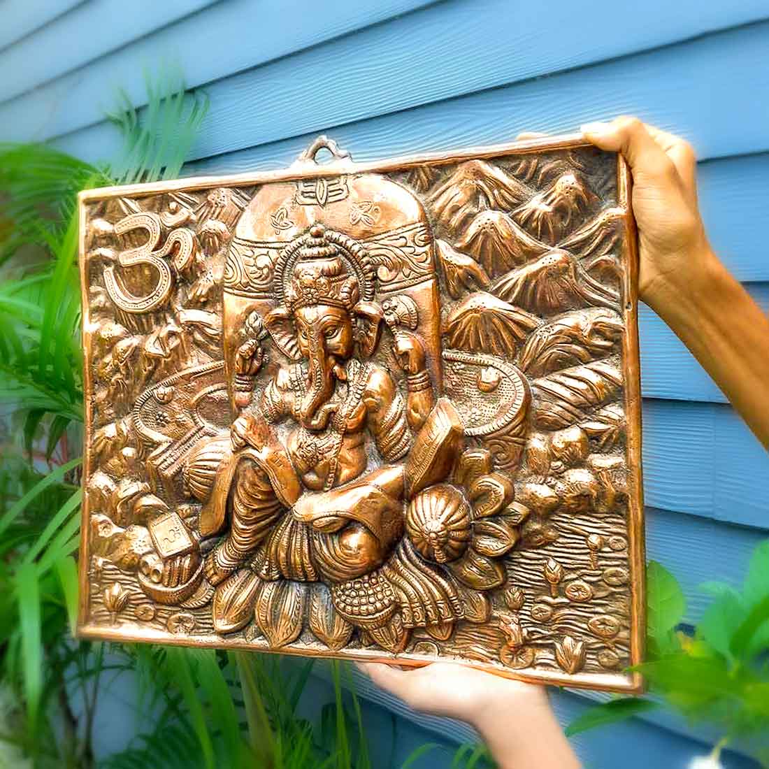Ganesh Wall Hanging Statue | Ganesha Writing Book Wall Idol for Puja, Home, Living Room Decor | Diwali & Housewarming Gift - 16 Inch - Apkamart #Style_Design 2