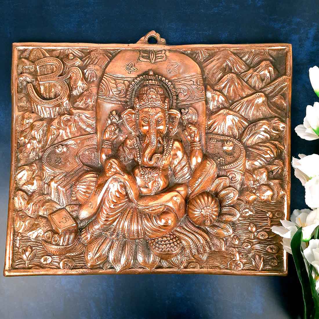 Ganesh Wall Hanging Statue | Ganesha Writing Book Wall Idol for Puja, Home, Living Room Decor | Diwali & Housewarming Gift - 16 Inch - Apkamart #Style_Design 2