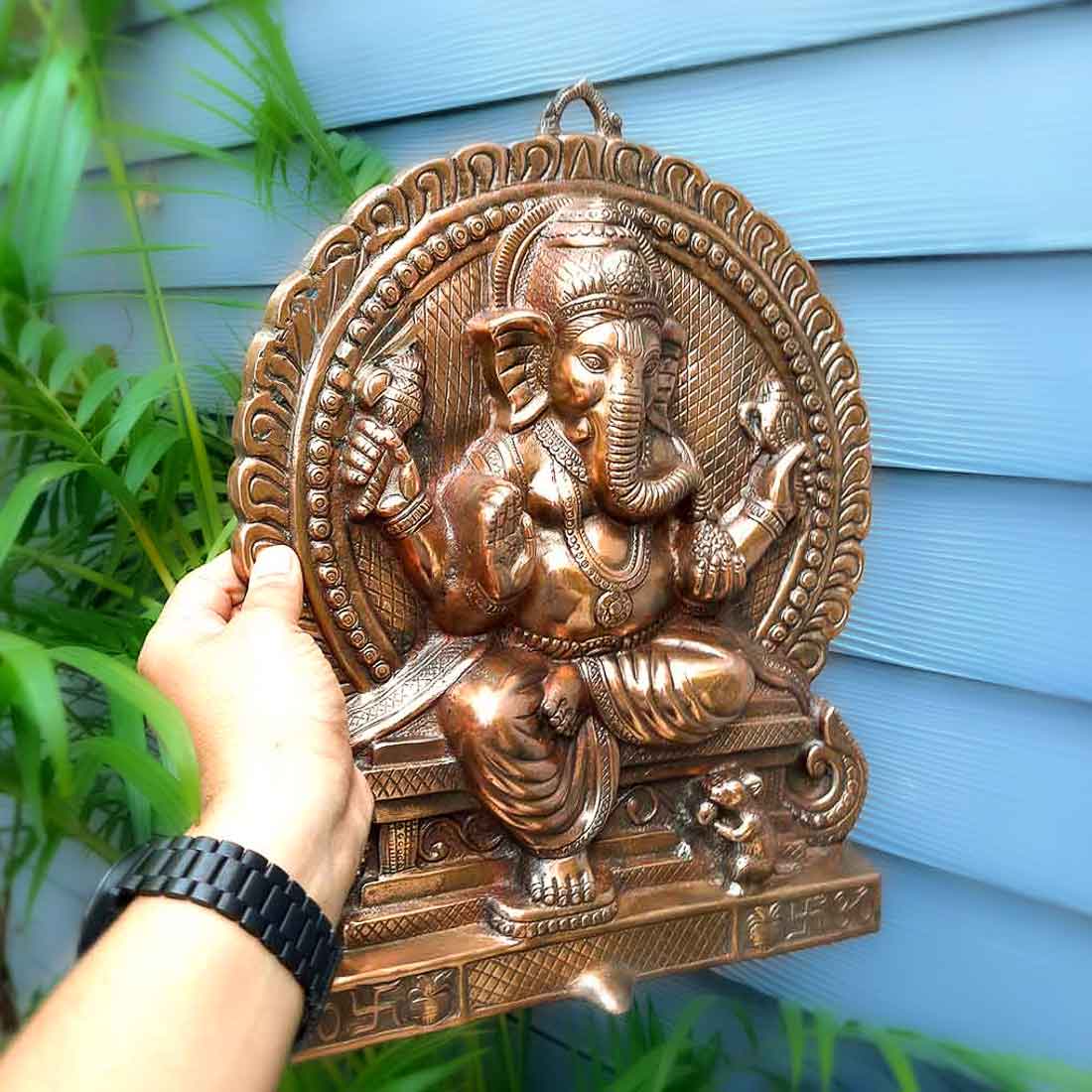 Lord Ganesh Wall Hanging Idol | Ganesha Wall Idol Big Size - for Home, Living Room, Entrance, Main Door | Metal Ganesh Wall Art for Religious & Spiritual Decor | Diwali & Housewarming Gift - 16 Inch