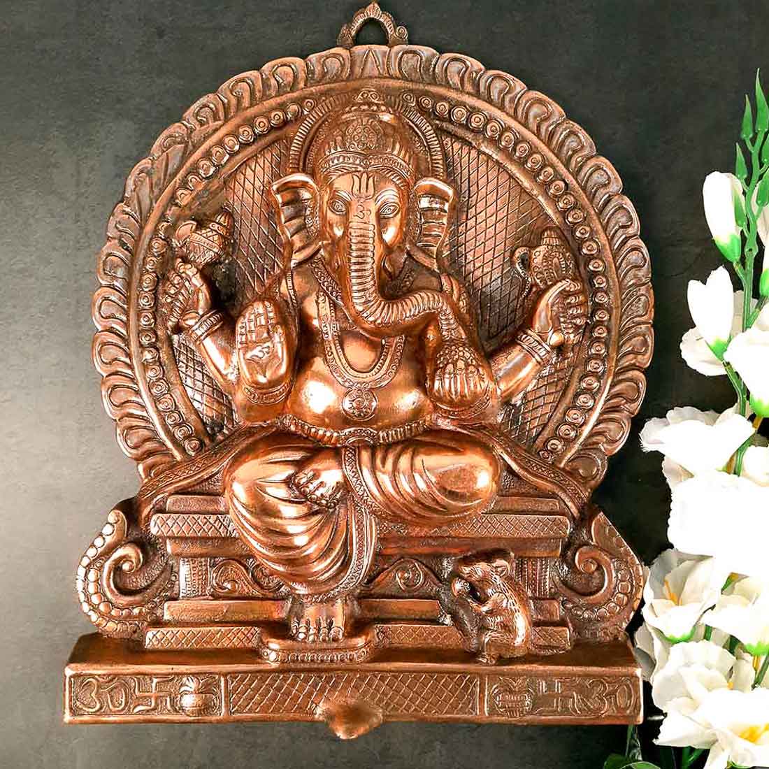 Lord Ganesh Wall Hanging Idol | Ganesha Wall Idol Big Size - for Home, Living Room, Entrance, Main Door | Metal Ganesh Wall Art for Religious & Spiritual Decor | Diwali & Housewarming Gift - 16 Inch