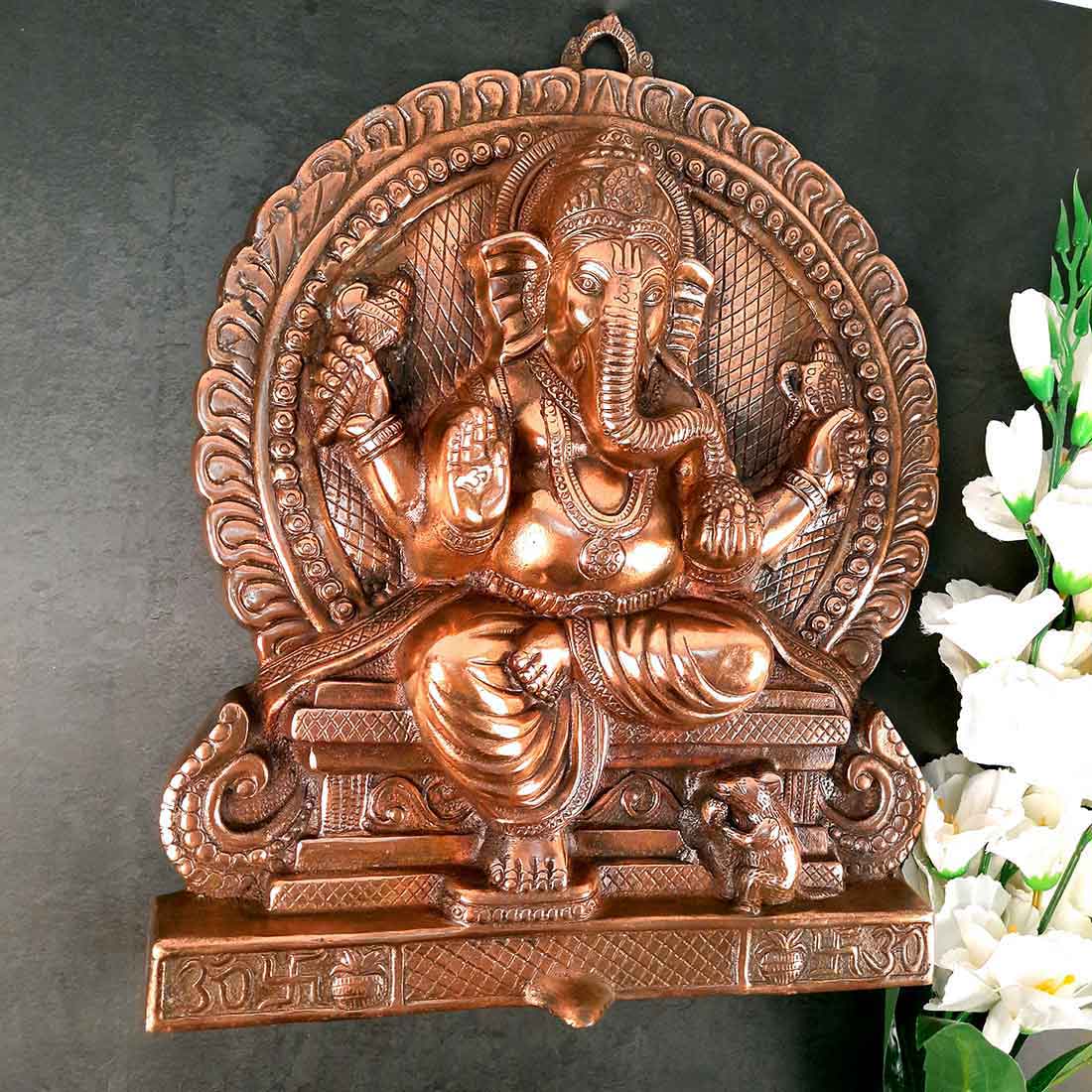 Lord Ganesh Wall Hanging Idol | Ganesha Wall Idol Big Size - for Home, Living Room, Entrance, Main Door | Metal Ganesh Wall Art for Religious & Spiritual Decor | Diwali & Housewarming Gift - 16 Inch