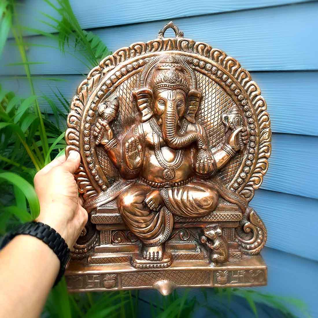 Lord Ganesh Wall Hanging Idol | Ganesha Wall Idol Big Size - for Home, Living Room, Entrance, Main Door | Metal Ganesh Wall Art for Religious & Spiritual Decor | Diwali & Housewarming Gift - 16 Inch