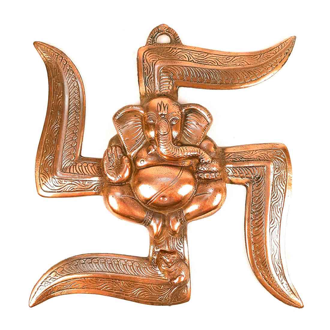 Swastik Ganesh Wall Decor - Vigha Harta Ganesha Wall Hanging -12 Inch - ApkaMart