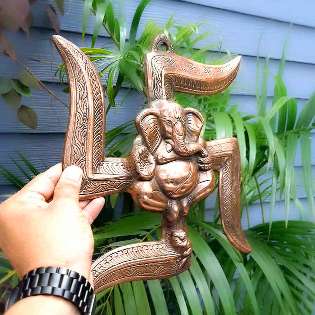 Swastik Ganesh Wall Decor - Vigha Harta Ganesha Wall Hanging -12 Inch - ApkaMart