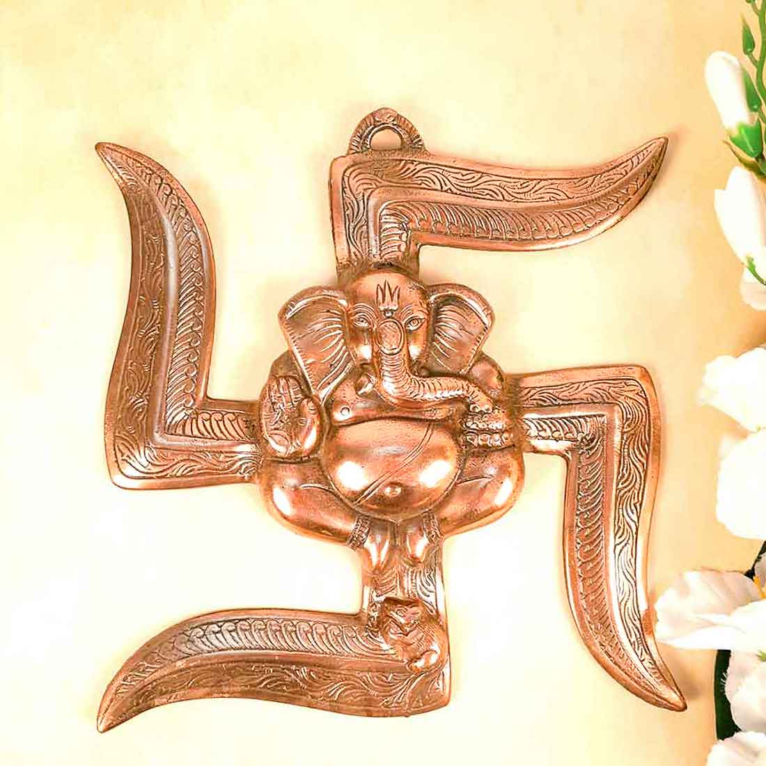 Swastik Ganesh Wall Decor - Vigha Harta Ganesha Wall Hanging -12 Inch - ApkaMart