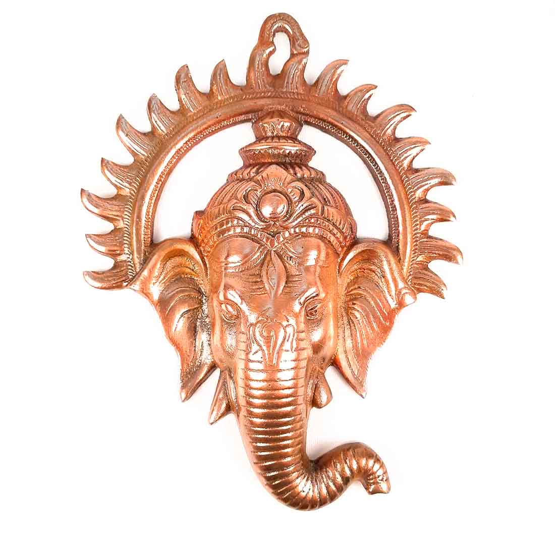 Ganesh Wall Decor - Ganpati Face Metal Wall Decor -  9 Inch - ApkaMart