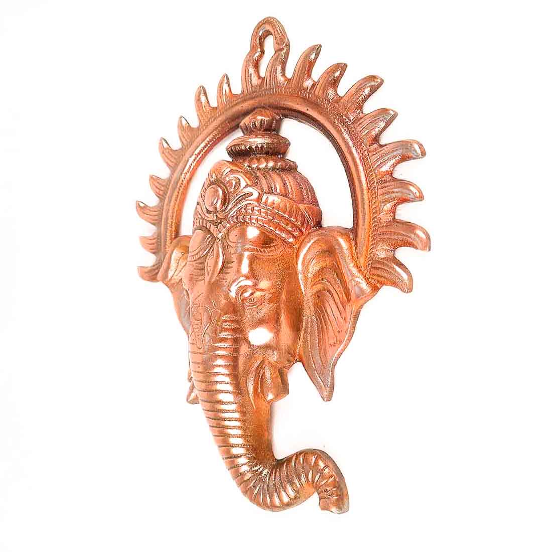 Ganesh Wall Decor - Ganpati Face Metal Wall Decor - 9 Inch - ApkaMart
