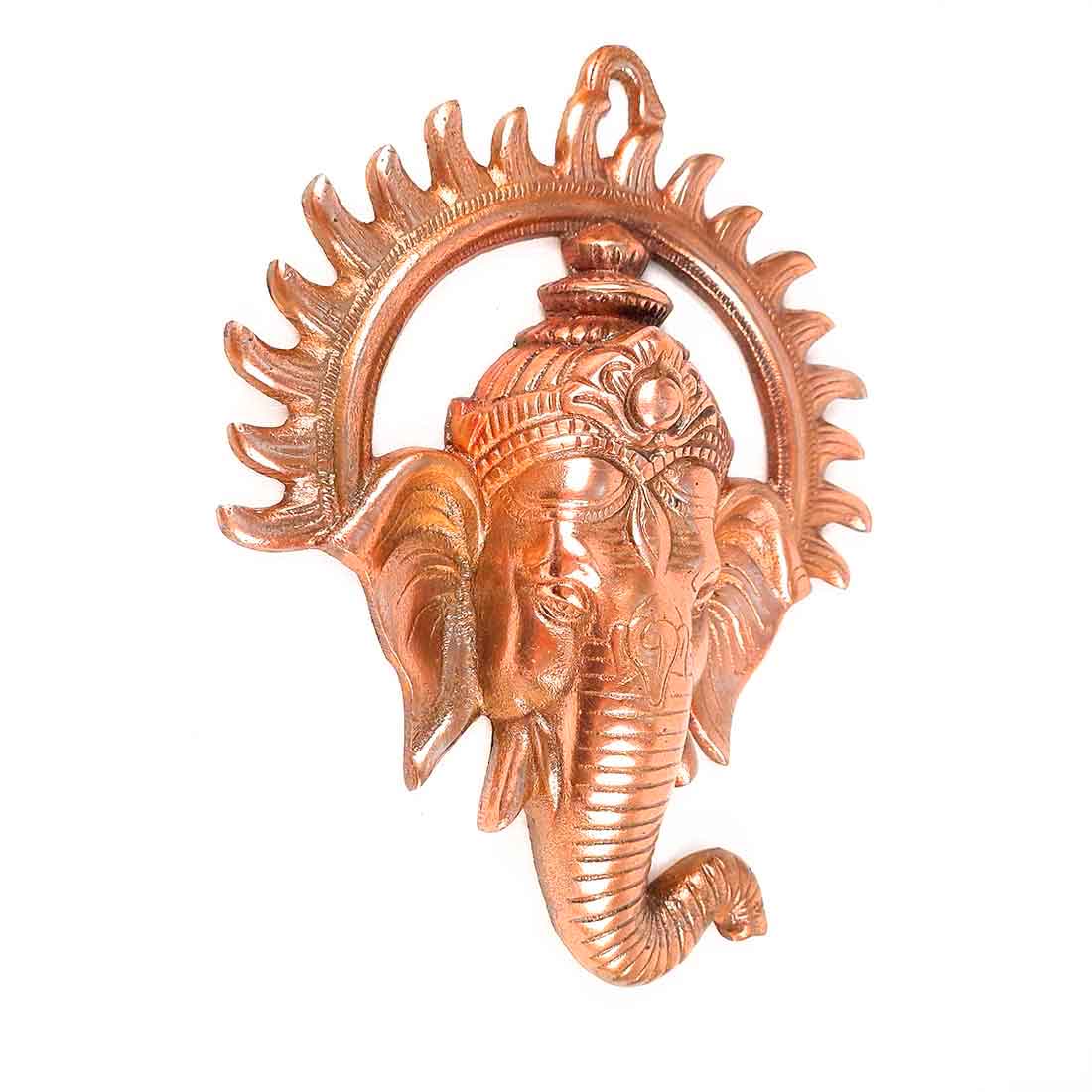 Ganesh Wall Decor - Ganpati Face Metal Wall Decor - 9 Inch - ApkaMart