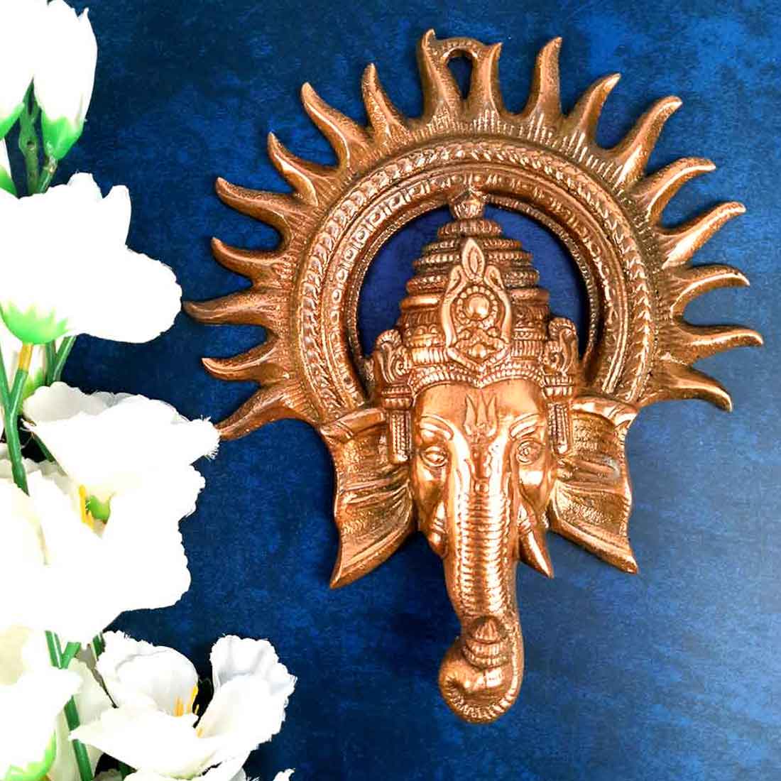 Ganesh Wall Hanging Murti | Ganesha Wall Statue With Sun - for Home Entrance & Main Door |Religoius & Spiritual Wall Art - For Puja, Living Room Decor & Gift- 10 Inch