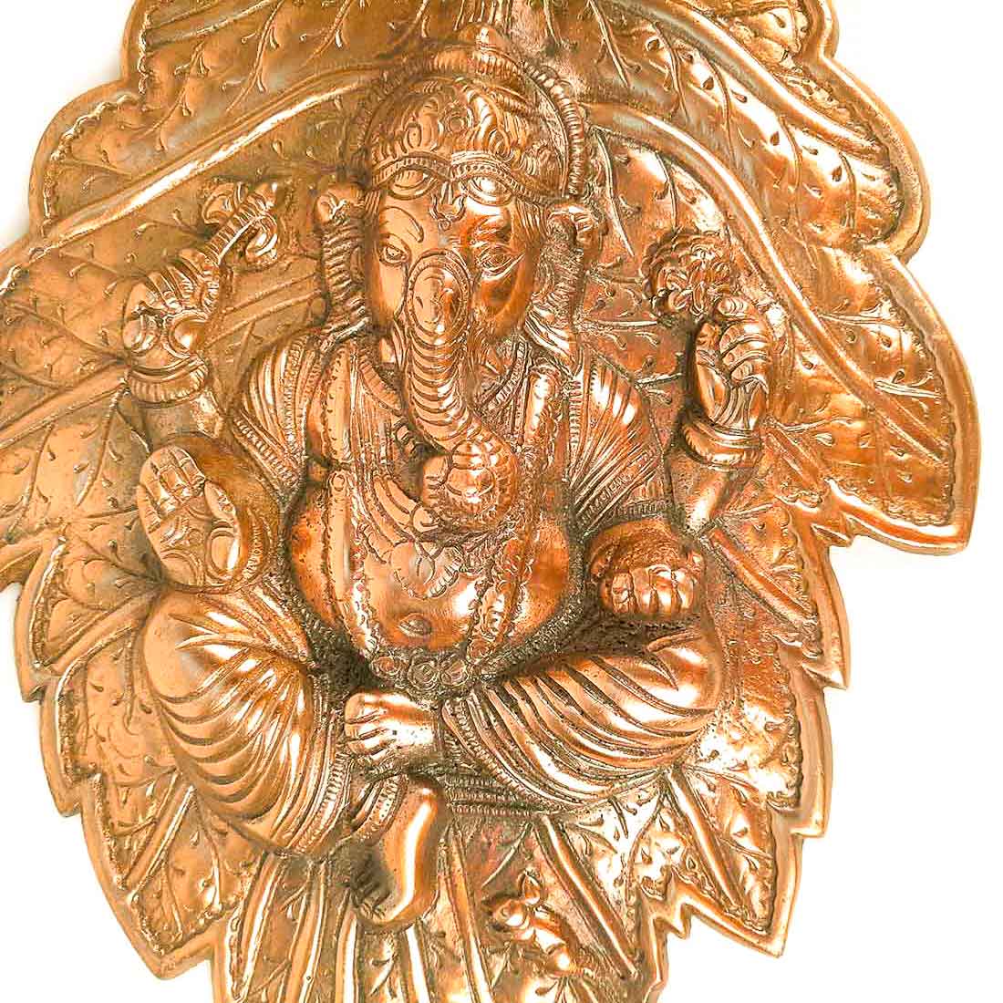 Ganpati Wall hanging - Ganesha Sitting on Leaf Wall Decor - 18 Inch - ApkaMart