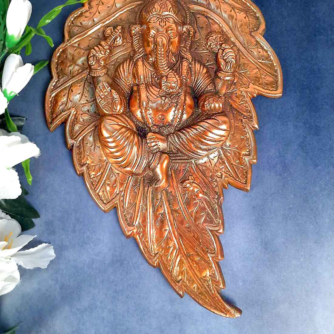 Ganpati Wall hanging - Ganesha Sitting on Leaf Wall Decor - 18 Inch - ApkaMart