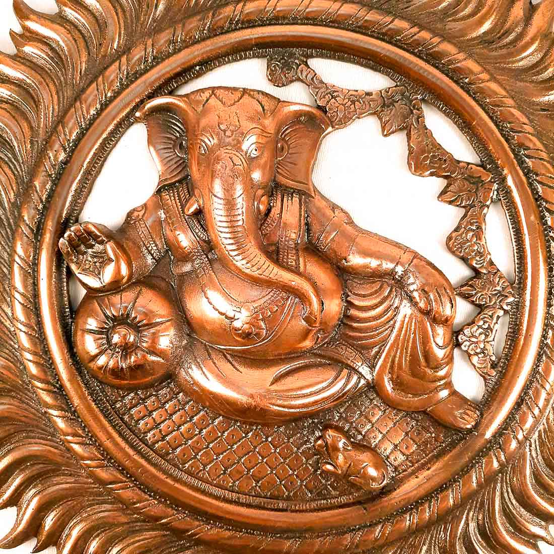 Ganesh Wall Hanging Murti | Ganesha Wall Statue With Sun - for Home Entrance & Main Door |Religoius & Spiritual Wall Art - For Puja, Living Room Decor & Gift - 16 inch