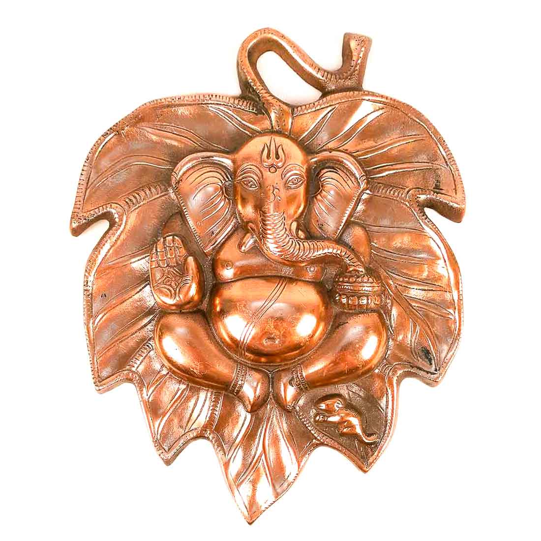 Ganpati Wall Decor - Ganesha Sitting on Leaf Wall Art - 12 Inch - ApkaMart