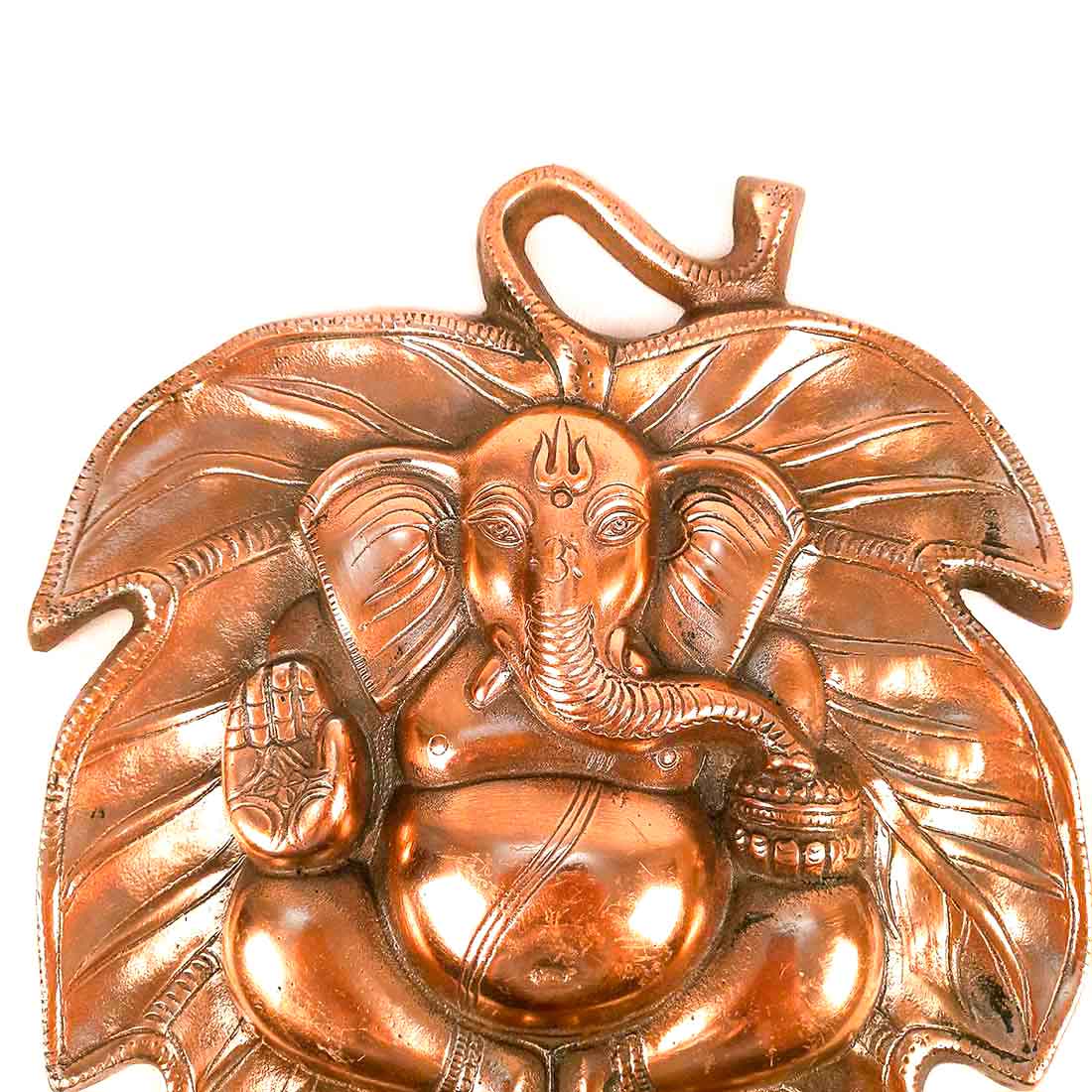 Ganpati Wall Decor - Ganesha Sitting on Leaf Wall Art - 12 Inch - ApkaMart