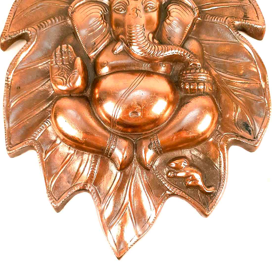 Ganpati Wall Decor - Ganesha Sitting on Leaf Wall Art - 12 Inch - ApkaMart