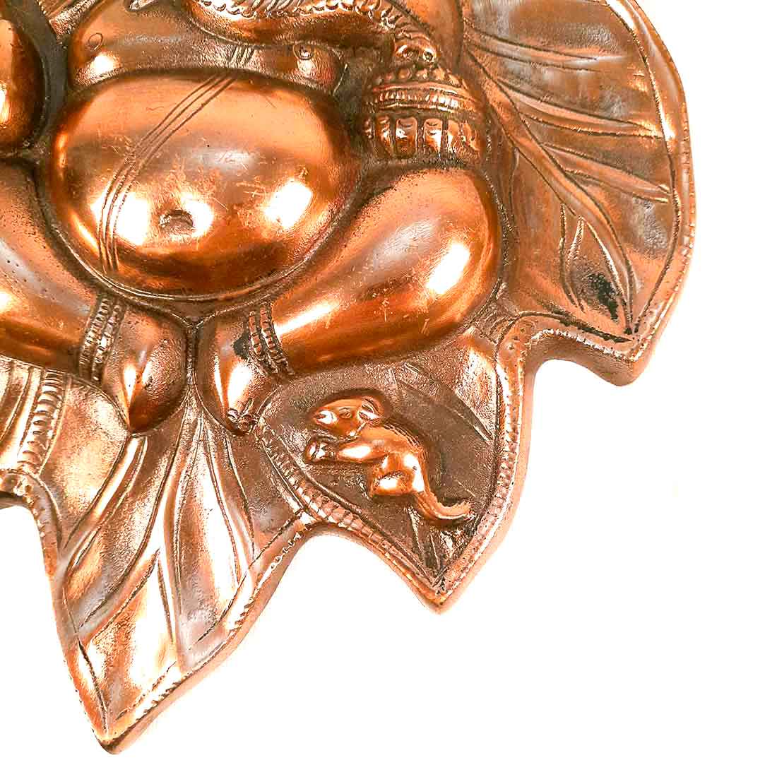 Ganpati Wall Decor - Ganesha Sitting on Leaf Wall Art - 12 Inch - ApkaMart