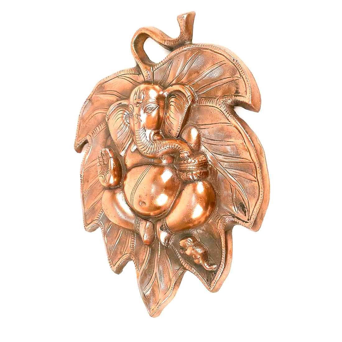 Ganpati Wall Decor - Ganesha Sitting on Leaf Wall Art - 12 Inch - ApkaMart