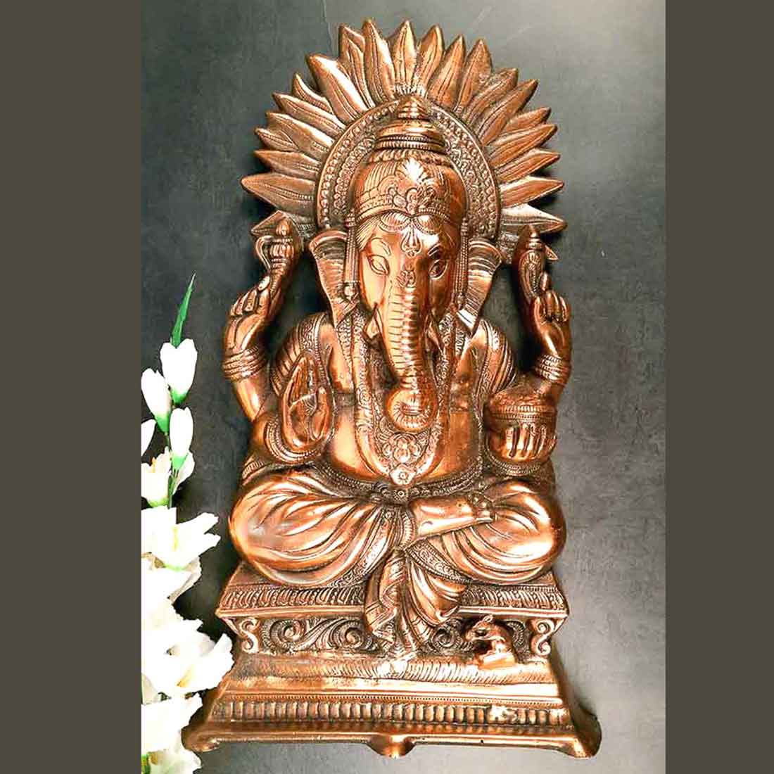 Ganesh Wall Hanging Idol Big | Lord Ganesha Statue Wall Art - For Puja, Home & Main Gate | Religious & Spiritual Decor for Living Room - 23 Inch