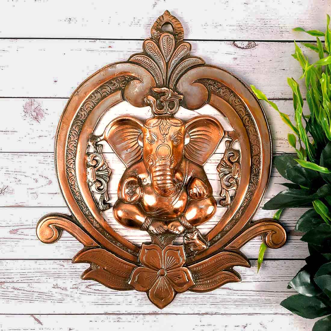 Ganesh Wall Hanging Murti | Ganesha With Om Wall Idol Decor - for Entrance Door | Ganesha Statue Hangings - for Home, Puja, Temple, Religious Decor & Gift -16 Inch