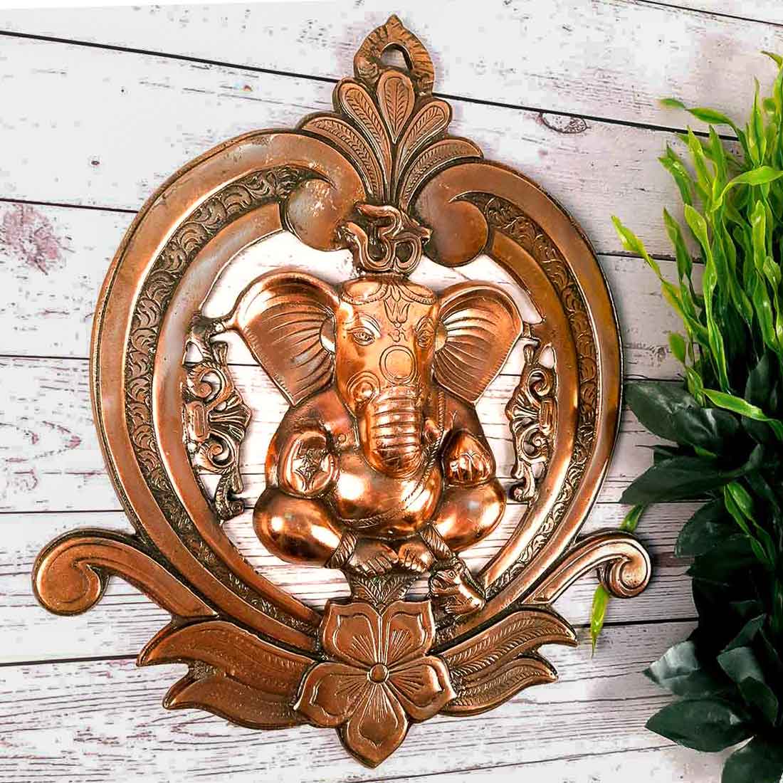 Ganesh Wall Hanging Murti | Ganesha With Om Wall Idol Decor - for Entrance Door | Ganesha Statue Hangings - for Home, Puja, Temple, Religious Decor & Gift -16 Inch