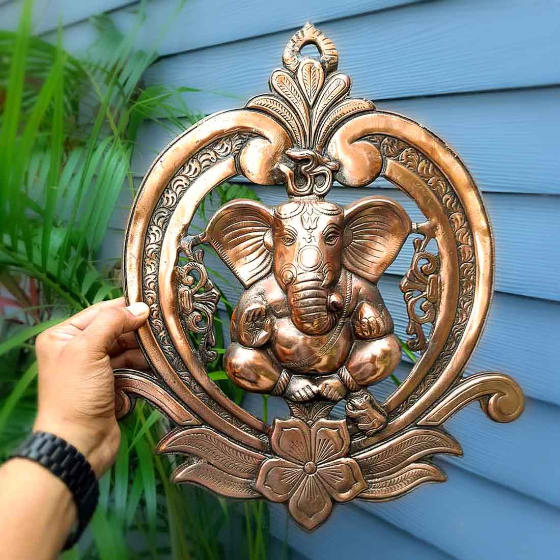 Ganesh Wall Hanging Murti | Ganesha With Om Wall Idol Decor - for Entrance Door | Ganesha Statue Hangings - for Home, Puja, Temple, Religious Decor & Gift -16 Inch