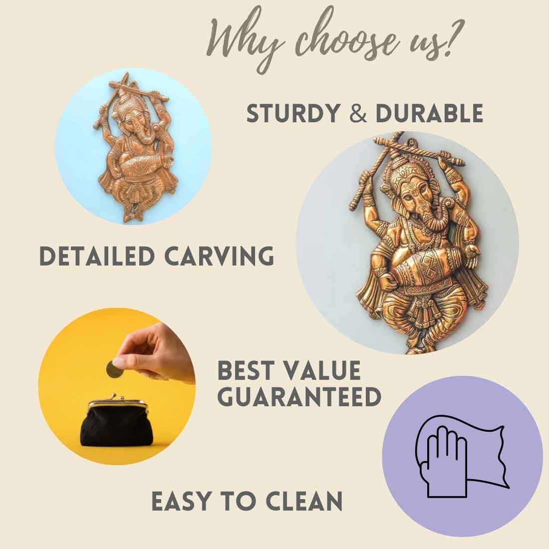 Dancing Ganesha Wall Hanging - For Living room & Home Decor - 14 Inch - ApkaMart