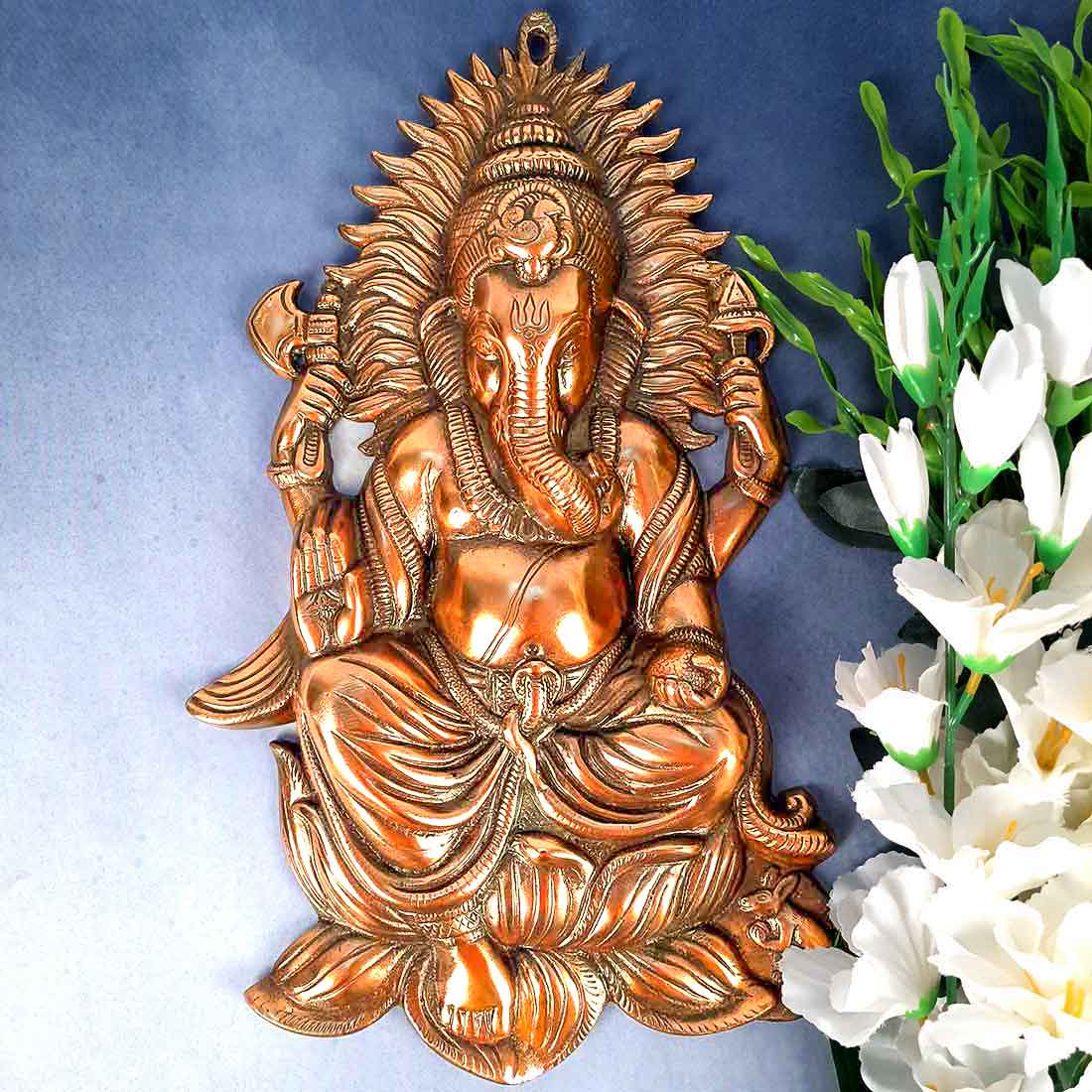 Ganesh Wall Art | Ganpati Wall Hanging Sitting Pose - For Pooja, Temple & Office Decor -18 Inch - ApkaMart