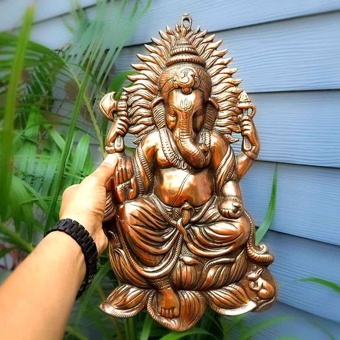 Ganesh Wall Art | Ganpati Wall Hanging Sitting Pose - For Pooja, Temple & Office Decor -18 Inch - ApkaMart