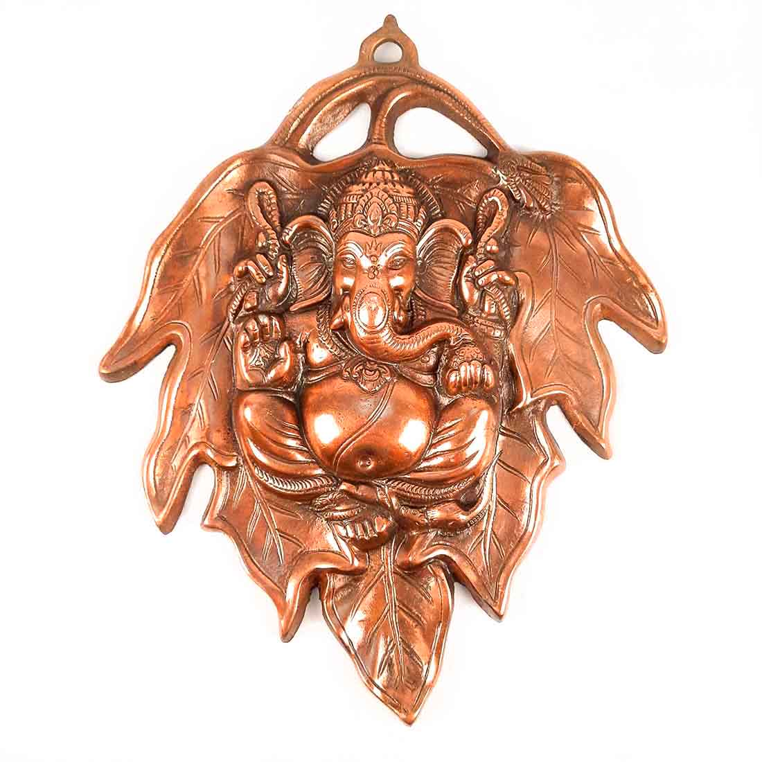 Lord Ganesha Wall Hanging - Ganesha Sitting on Leaf Wall Art - 15 Inch - ApkaMart