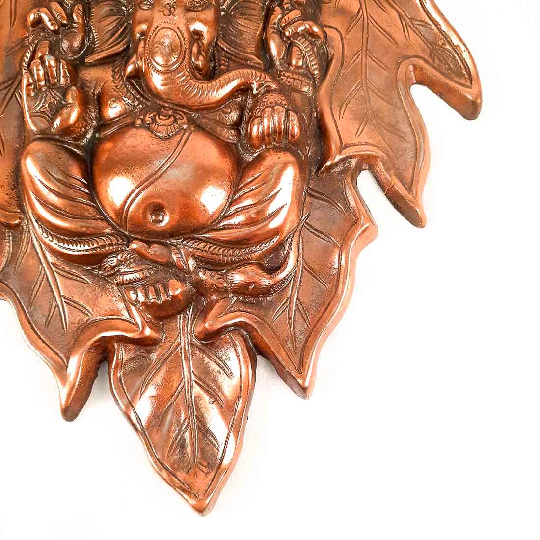 Lord Ganesha Wall Hanging - Ganesha Sitting on Leaf Wall Art - 15 Inch - ApkaMart