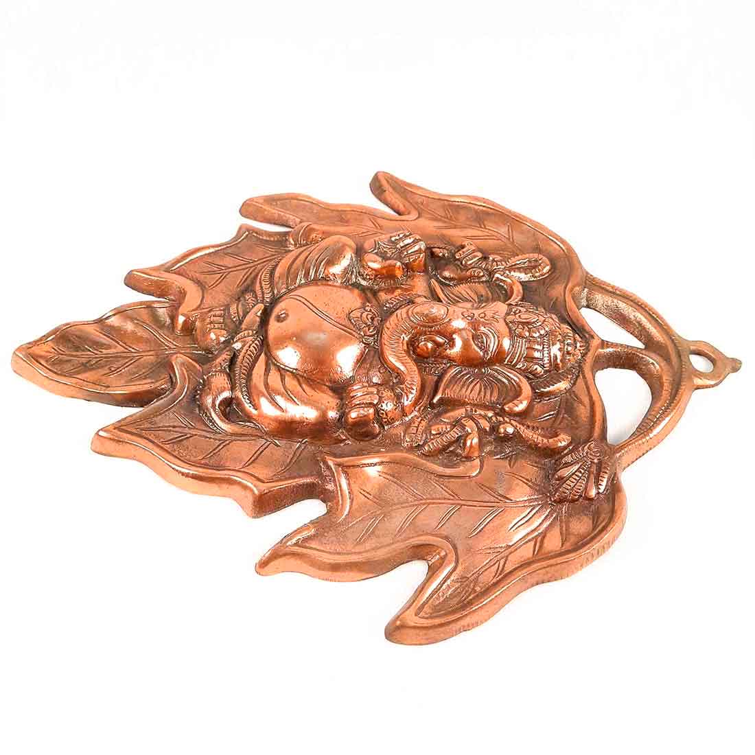 Lord Ganesha Wall Hanging - Ganesha Sitting on Leaf Wall Art - 15 Inch - ApkaMart
