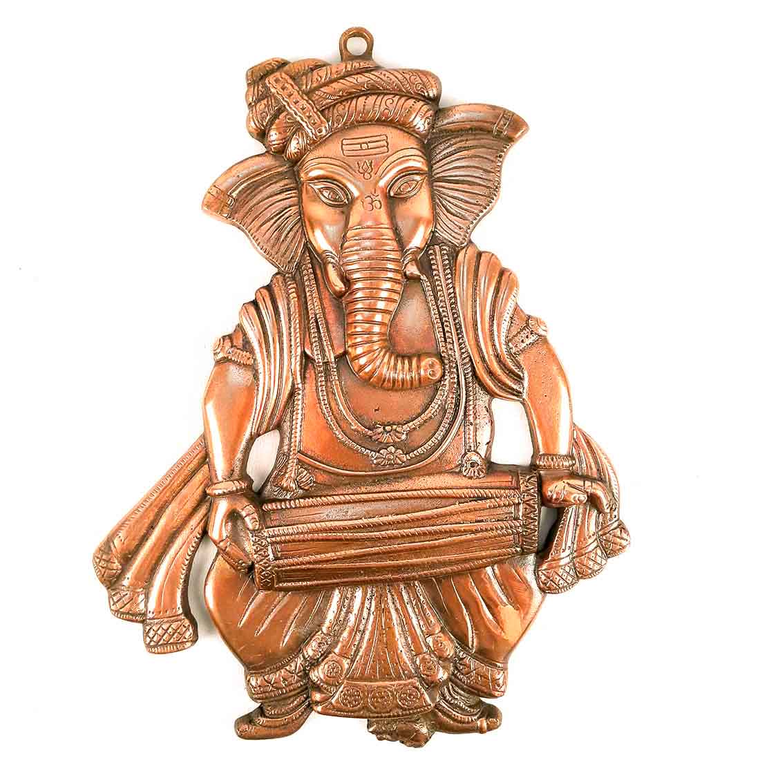 Lord Ganesh Wall Hanging Idol | Metal Ganesha Playing Dholak Wall Statue Decor for Main Gate | Ganpati Murti for Home, Puja & Religious Decor & Gift -17 Inch